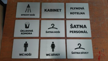 Piktogramy, dvouvrstvý plast, imitace brouš. nerez